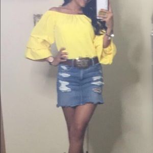 Yellow Off the Shoulder Top